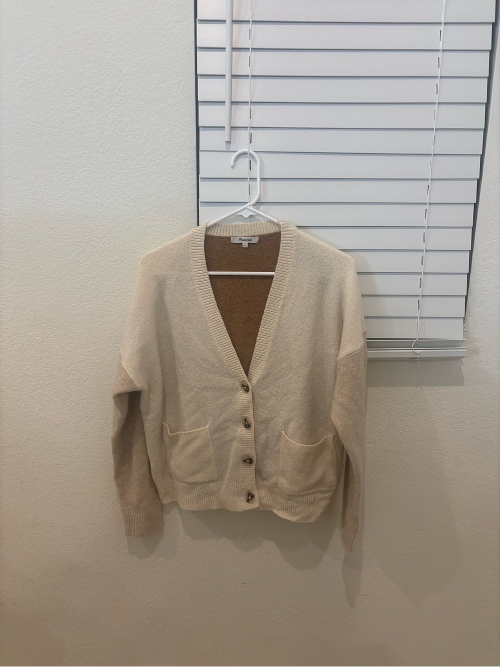 J. Crew Cream Button V-Neck Pocket Cardigan